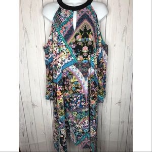 Nicole Miller Size 8 Cold Shoulder Floral Dress